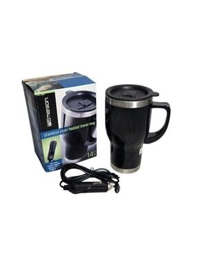 Emerson Stainless Steel Heated 14 oz Travel Mug 12V Auto Power adapter - New